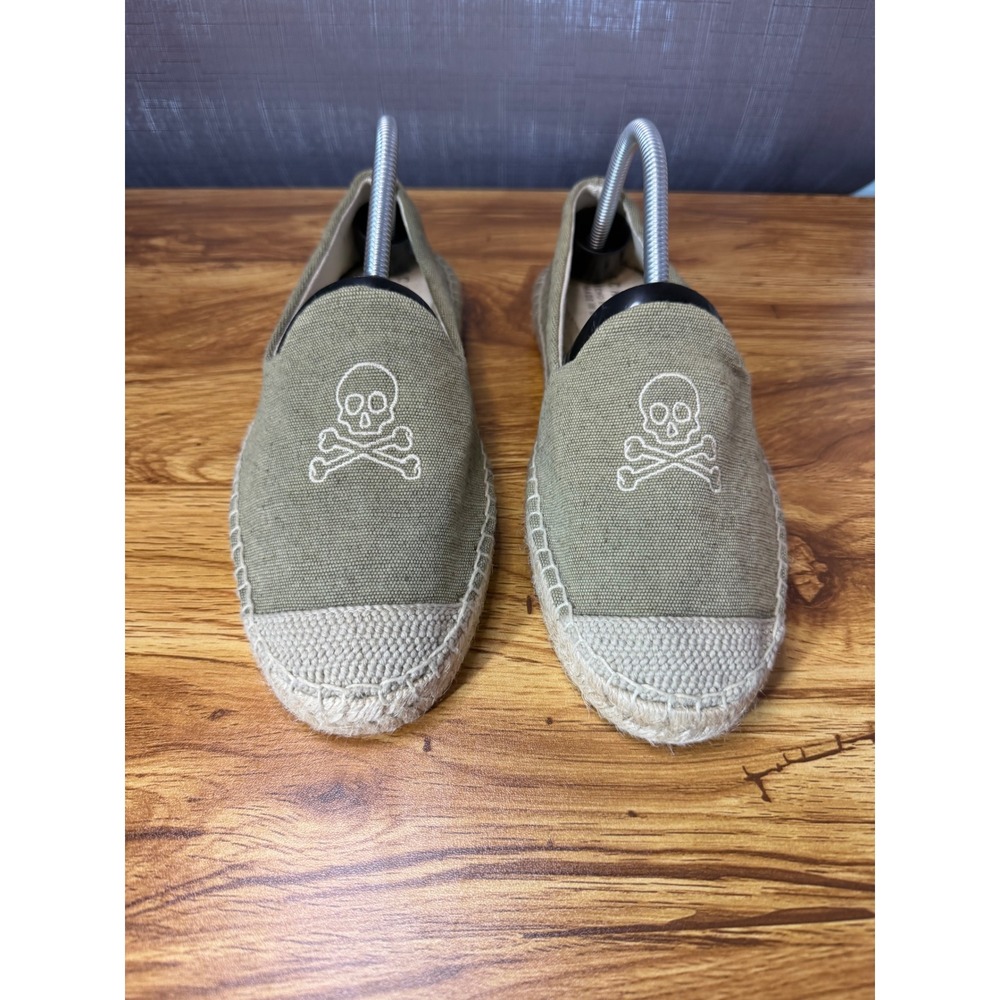 Scalpers Men's Green Skull Print Espadrille Slip on Shoes Sz 40 NWOTS